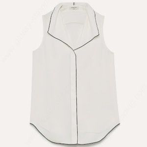 Babaton Camilo White Sleeveless Collared Blouse M